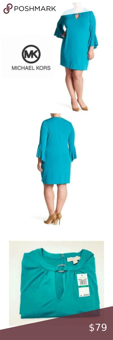 michael michael kors provence ruffle detail knit dress teal green|Michael Kors dresses.